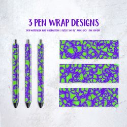 green purple abstract pen wrap template. sublimation or waterslide epoxy pen design