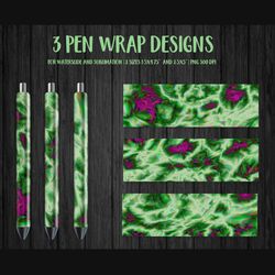 abstract magenta  green pen wrap template. sublimation or waterslide epoxy pen design