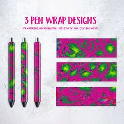 Abstract Magenta  Pen Wrap Template. Sublimation or Waterslide Epoxy Pen Design