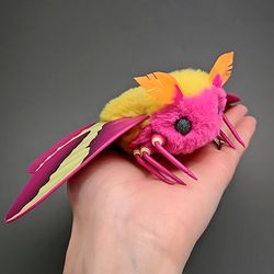 Rosy Maple Moth plush doll Insect interior Art Toy - Make to order