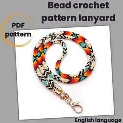 Beige lanyard pattern, Pattern teacher lanyard, Ethnic lanyard pattern, Bead crochet pattern, Pattern lanyard holder