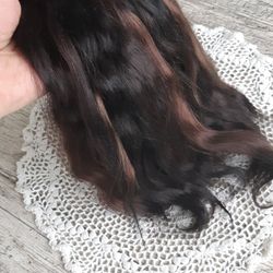 Mohair Doll hair dark brown 8-10" in 10 grams (0.35 oz) Doll Hair for wig Angora goat dyed extra long locks wig doll