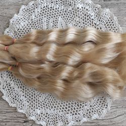 Mohair Doll hair Caramel color 8-10" in 10 grams (0.35 oz) Doll Hair for wig Angora goat dyed extra long locks wig doll
