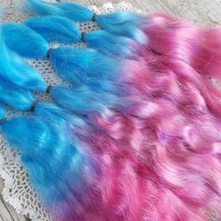 Mohair Doll hair Harly Queen 8-10" in 10 grams (0.35 oz) Doll Hair for wig Angora goat dyed extra long locks wig doll