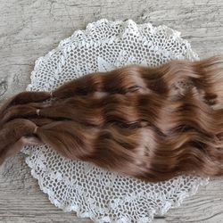 Mohair Doll hair brown color 8-10" in 10 grams (0.35 oz) Doll Hair for wig Angora goat dyed extra long locks wig doll