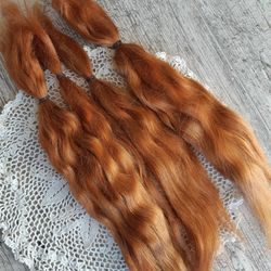 Mohair Doll hair light brown 8-10" in 10 grams (0.35 oz) Doll Hair for wig Angora goat dyed extra long locks wig doll