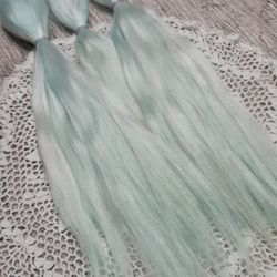 Mohair Doll hair green color 8-10" in 10 grams (0.35 oz) Doll Hair for wig Angora goat dyed extra long locks wig doll