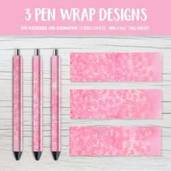 Pink Hearts Confetti Epoxy Pen Wrap Sublimation Design