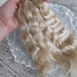Mohair Doll hair honey blonde 8-10" in 10 grams (0.35 oz) Doll Hair for wig Angora goat dyed extra long locks wig doll