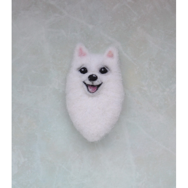 Animal brooch Custom pet portrait needle felted Samoyed Dog.JPG