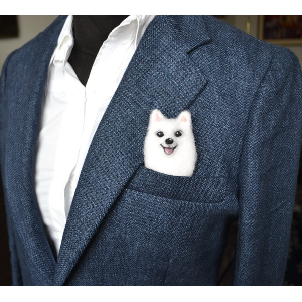 Animal brooch Custom pet portrait needle felted Samoyed Dog (9).JPG