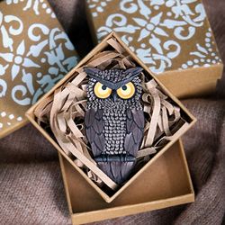 Owl handmade brooch owl lovers gift bird pin