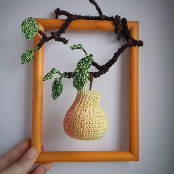 Realistic fruits knitting pattern, pear and apple interior and farmhouse decor, three-dimensional panel for wall decor 9.jpg
