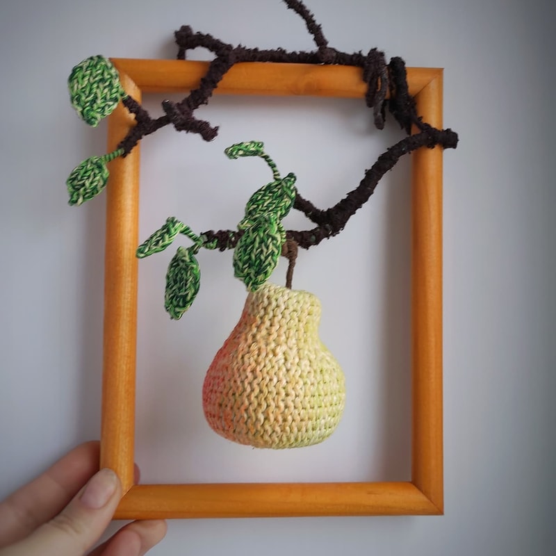 Realistic fruits knitting pattern, pear and apple interior and farmhouse decor, three-dimensional panel for wall decor 9.jpg
