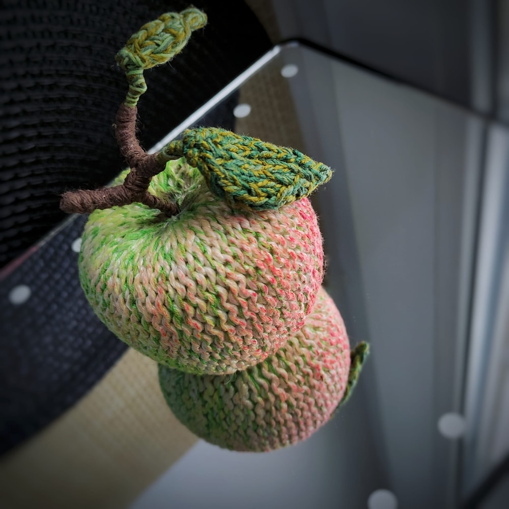 Realistic fruits knitting pattern, pear and apple interior and farmhouse decor, three-dimensional panel for wall decor 6.jpg