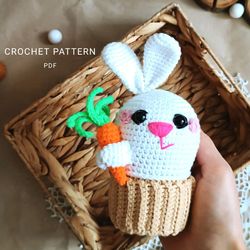 Crochet pattern bunny cupcake, easter crochet pattern, easter bunny, bunny cupcake amigurumi, crochet bunny cupcake