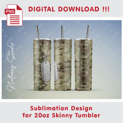 Air Force Dad Seamless Sublimation Pattern - 20oz SKINNY TUMBLER - Full Tumbler Wrap