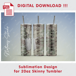 Army Dad Seamless Sublimation Pattern - 20oz SKINNY TUMBLER - Full Tumbler Wrap