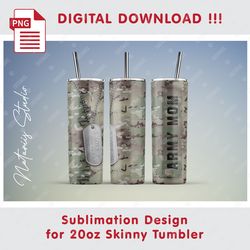 Army Mom Seamless Sublimation Pattern - 20oz SKINNY TUMBLER - Full Tumbler Wrap