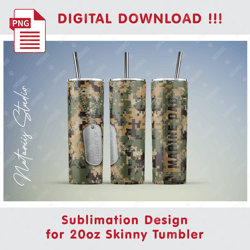 Marine Dad Seamless Sublimation Pattern - 20oz SKINNY TUMBLER - Full Tumbler Wrap