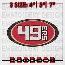 NFL 49ers Embroidery Designs, NFL San Francisco 49ers, NFL teams Embroidery Files, Machine Embroidery, Instant Download