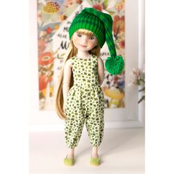 St. Patrick's Day outfit clover elf jumpsuit for Ruby Red Fashion Friends doll 14.5 inch, 14" RRFF doll green clothes