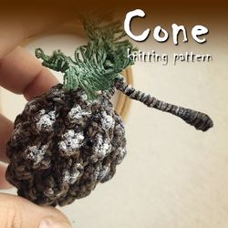 Cone toy knitting pattern, new year and Christmas decor, farmhouse decor, small knitted gifts, realistic cone tutorial