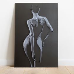 Female silhouette 3D artwork, Minimalist wood wall art, Unique wall decor