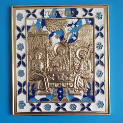 Saint Trinity brass icon colorful enamel | copy of an ancien icon 19 c. | Orthodox store
