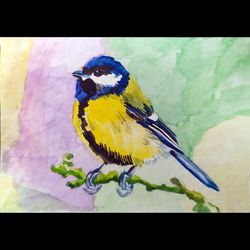 Chickadee original watercolor painting ACEO by Guldar