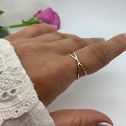 Silver Cross Ring-Minimalist Ring-Christmas gift For Her-Mothers Day Gift-Cross Ring-Dainty Open Ring