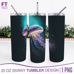 Jellyfish Tumbler Sublimation Wrap - Underwater PNG Background