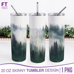 Foggy Forest Tumbler Sublimation Wrap - Watercolor PNG