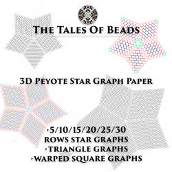 Beaded Star Graphs / Stars Beading Graphs / Seed Bead Graph Paper Star Templates
