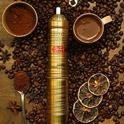 9" Handmade Hand Crafted Hammered Manual Brass Coffee Mill Grinder Sozen, Portable Steel Conical Burr Coffee Mill, Turki