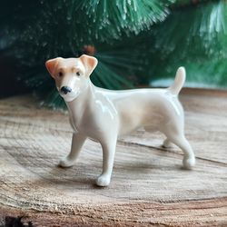 figurine jack russell terrier porcelain statuette handmade statue