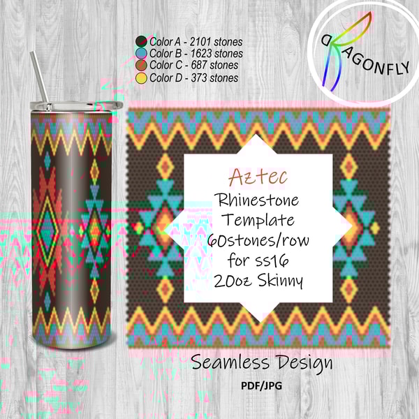 AZTEC Rhinestone Template 60 stones_row for ss16 20oz Skinny | Inspire ...