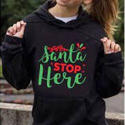 Santa-Stop-Here-Tshirt Design for Cristmas