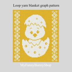 Loop yarn Chicken Easter blanket pattern PDF
