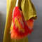 Double-sided colorful faux fur bag. Fluffy rainbow tote bag.