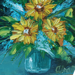 Original oil painting flower bouquet. Interior painting, decor,gift