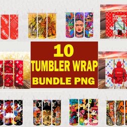 10 tumbler logo brand bundle design png, fashion tumbler wrap, sublimation designs downloads