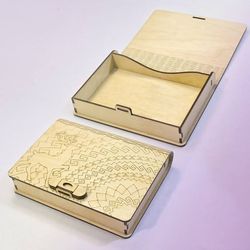Digital Template Cnc Router Files Cnc Zippered Box Files for Wood Laser Cut Pattern