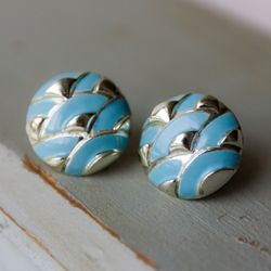 vintage coro clip on earrings screw back blue earrings