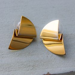 Vintage MONET earrings Gold ribbon Monet stud earrings