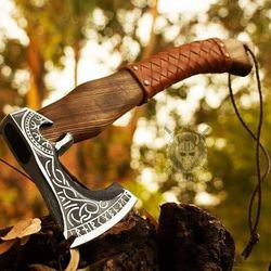 Ragnor hunting axe,viking axe with rose wood,wedding gifts for him,anniversary gifts for her,gifts for him, camping axes