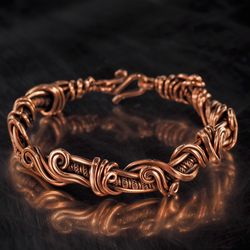 unique handmade copper bracelet for woman antique style wire wrapped bracelet handcrafted woven jewelry 7th anniversary