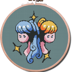 85x100 st gemini zodiac modern cross stitch pdf pattern