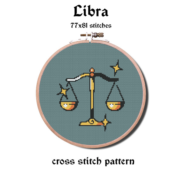 Libra Zodiac modern cross stitch pattern pdf