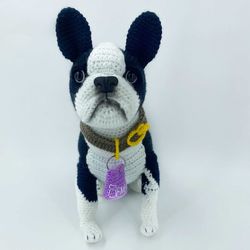 Boston terrier,  puppy lovers, soft stuffed toy, white and black dog